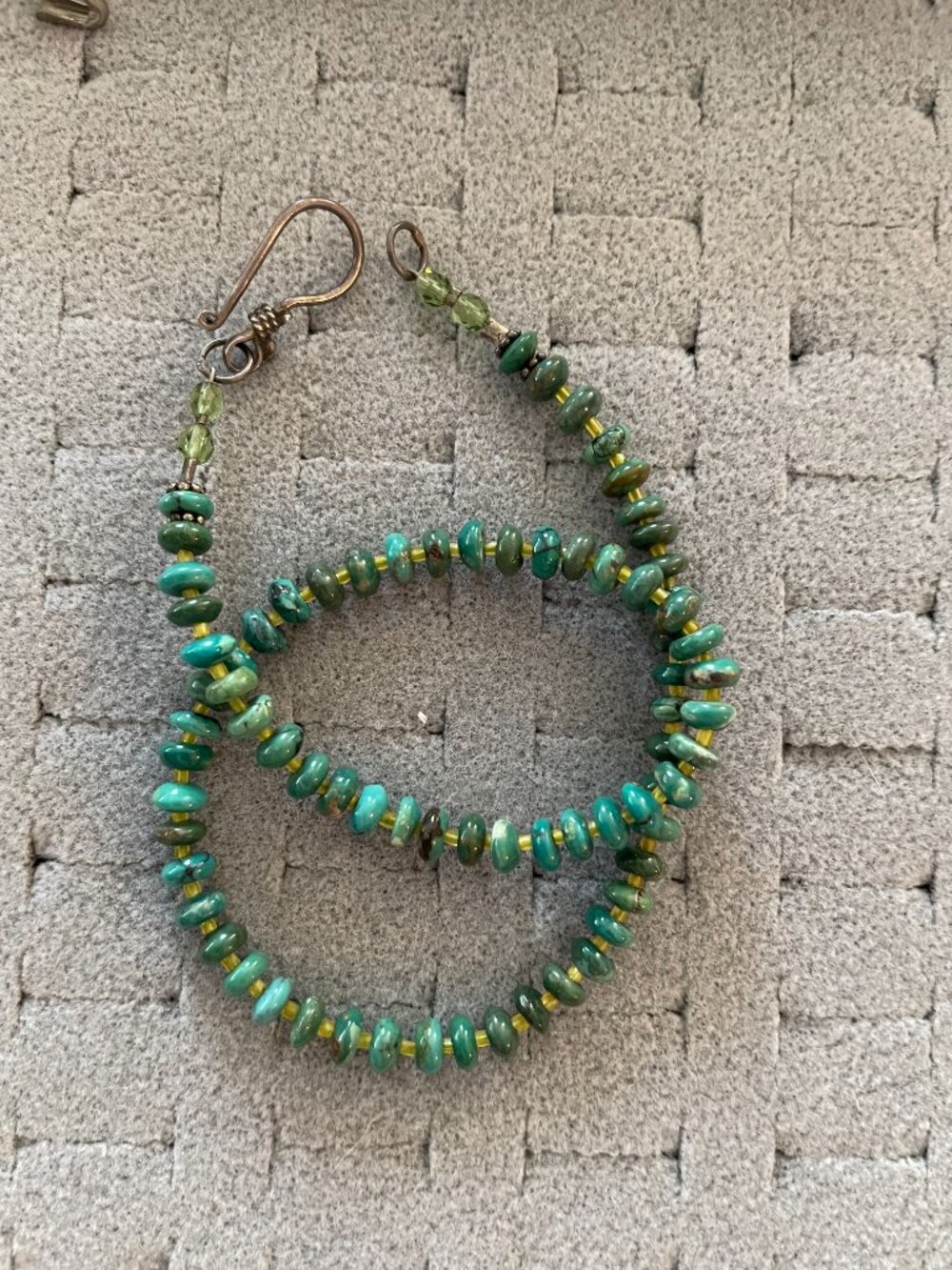 Vintage Necklace Turquoise Native ? Choker 15" 14 grams Retro 70s 60s Handmade - Picture 6 of 9